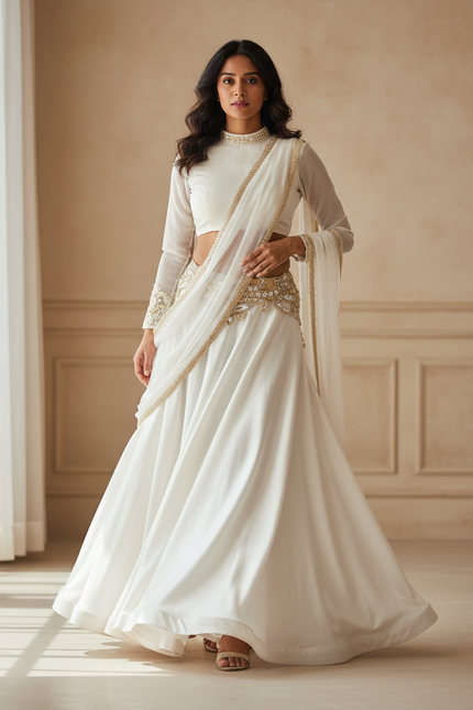 Jupe Longue Blanche Fluide Élégante Femme