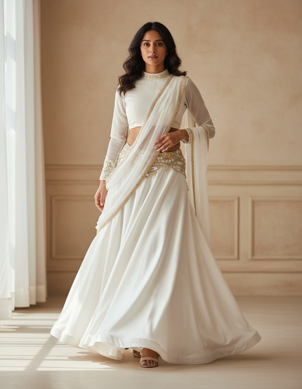 Jupe Longue Blanche Fluide Élégante Femme