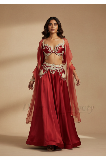 Jupe Longue Rouge Satin Fluide