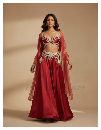 Jupe Longue Rouge Satin Fluide