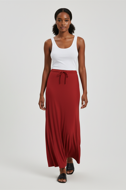 Jupe Longue Rouille Fluide Élégante
