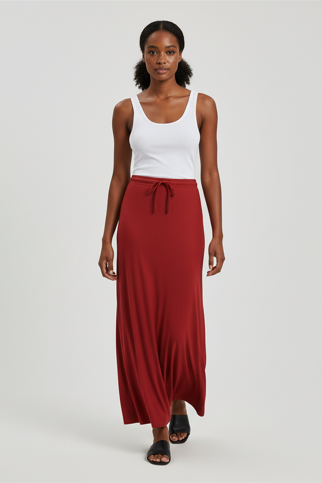 Jupe Longue Rouille Fluide Élégante