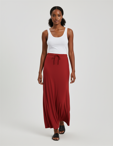Jupe Longue Rouille Fluide Élégante