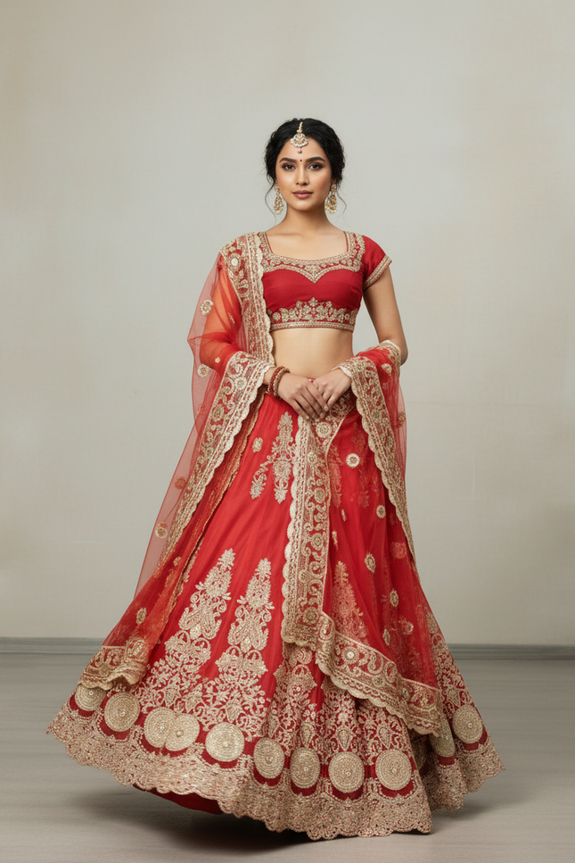 Jupe Longue Rouge Brodée Élégante