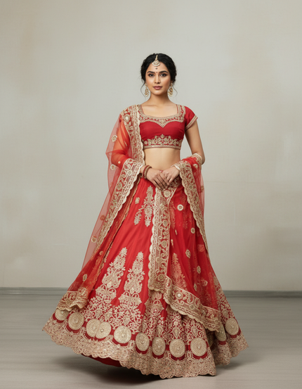 Jupe Longue Rouge Brodée Élégante