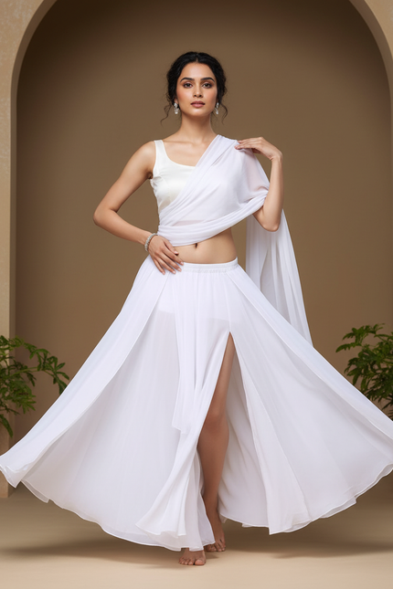 Jupe Longue Blanche Fluide Fendue