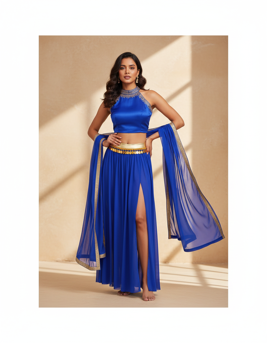 Jupe Longue Bleue Fendue Fluide Femme