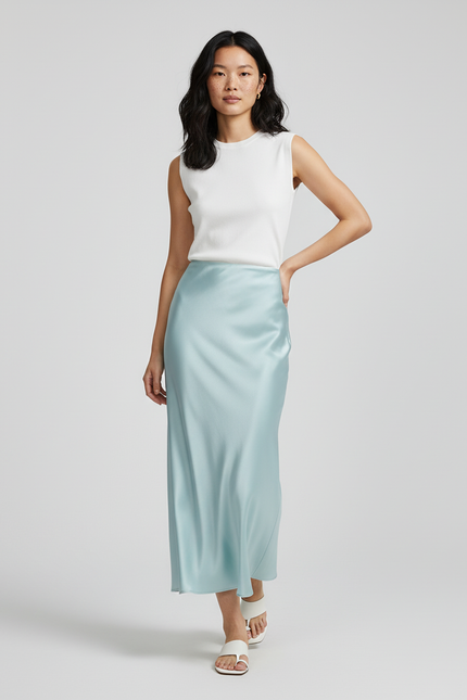 Jupe Longue Bleu Ciel Soyeuse Fluide