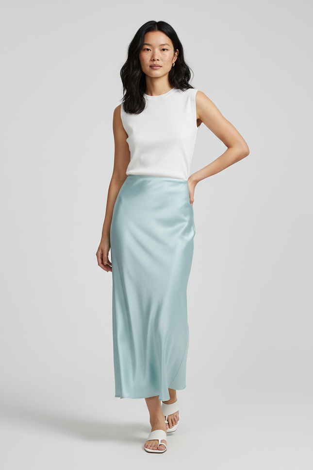 Jupe Longue Bleu Ciel Soyeuse Fluide