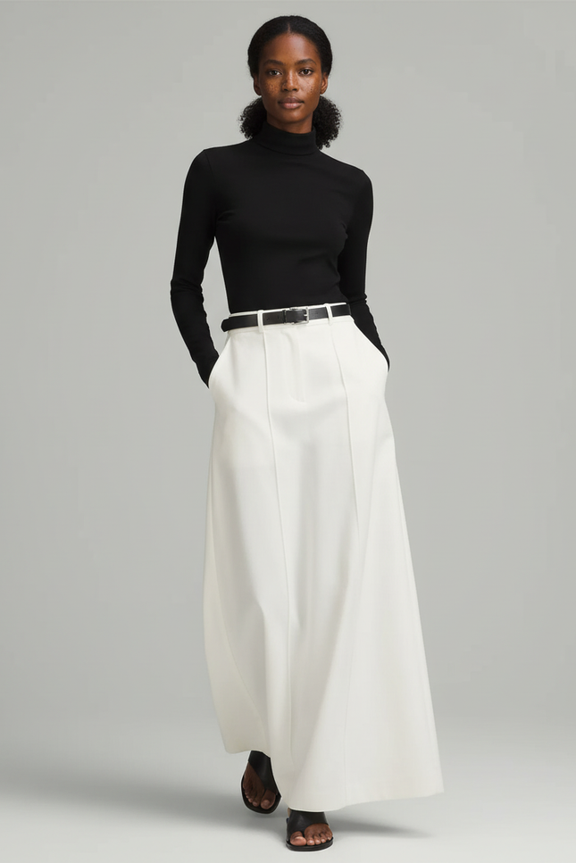 Jupe Longue Blanche Taille Haute Élégante