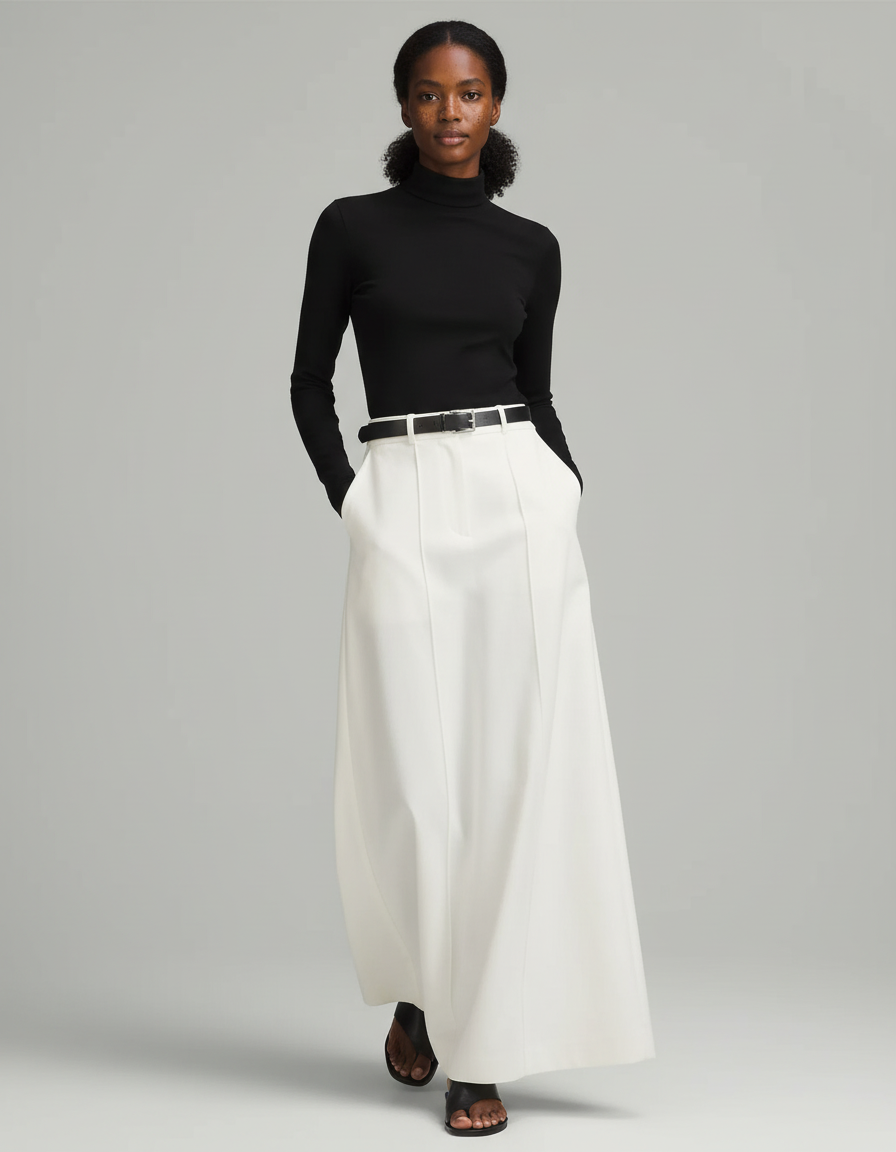 Jupe Longue Blanche Taille Haute Élégante