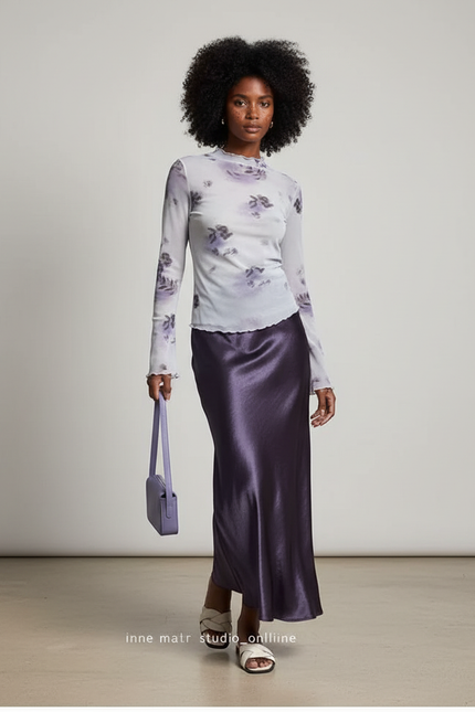 Jupe Longue Violette Femme