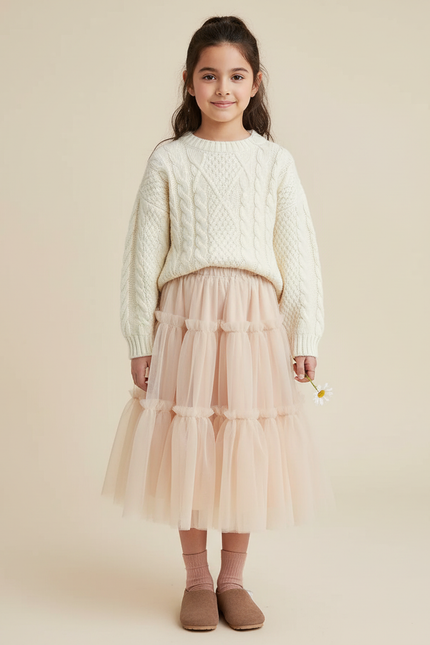 Jupe Longue Tulle Rose Pâle Féerique