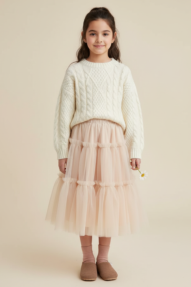 Jupe Longue Tulle Rose Pâle Féerique