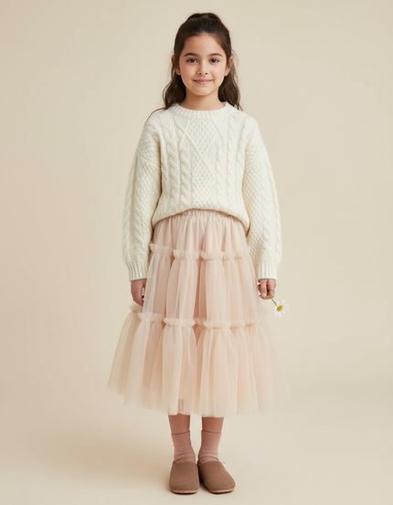 Jupe Longue Tulle Rose Pâle Féerique