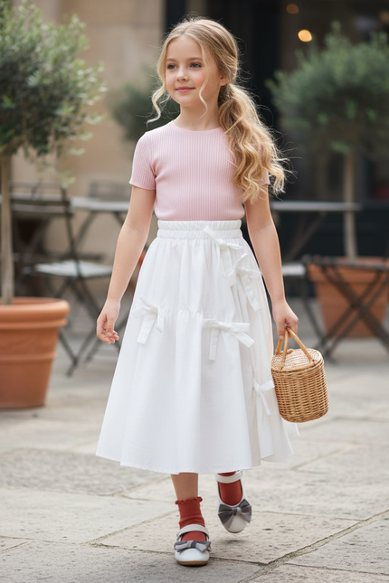 Jupe Longue Blanche À Nœuds Chic