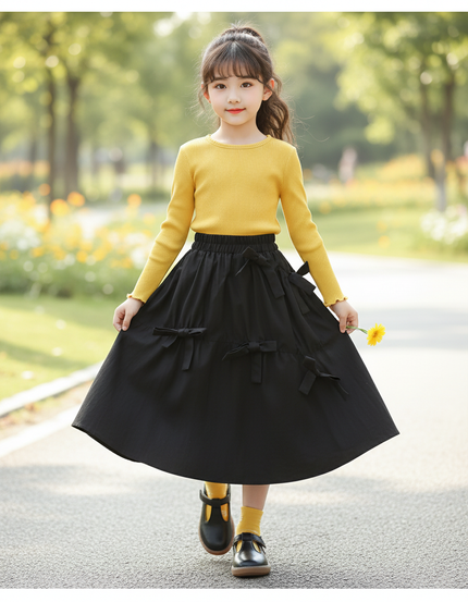 Jupe Longue Noire À Nœuds Chic