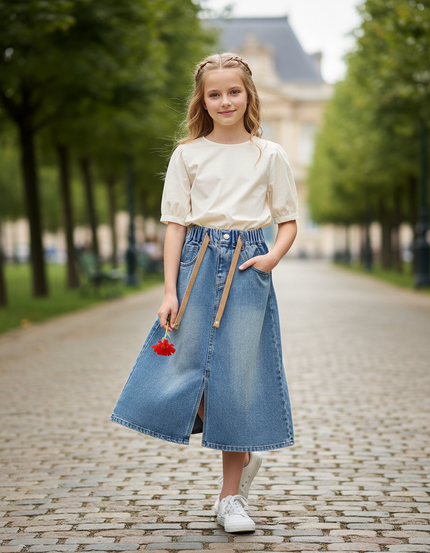 Jupe En Jean Longue Avec Fente