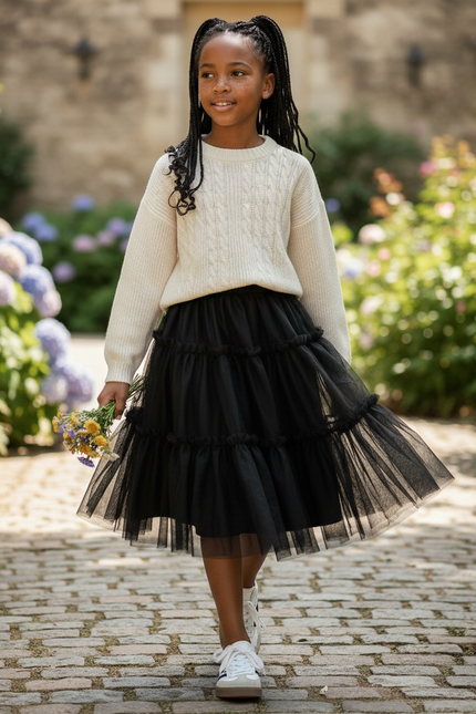 Jupe Longue Noire Tulle Volumineuse Chic