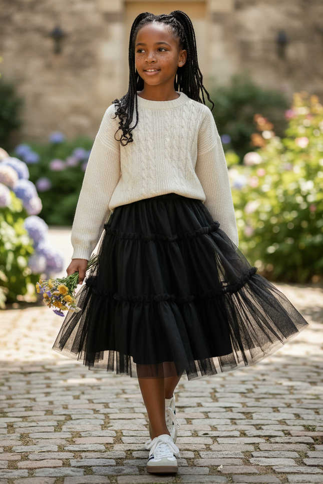 Jupe Longue Noire Tulle Volumineuse Chic