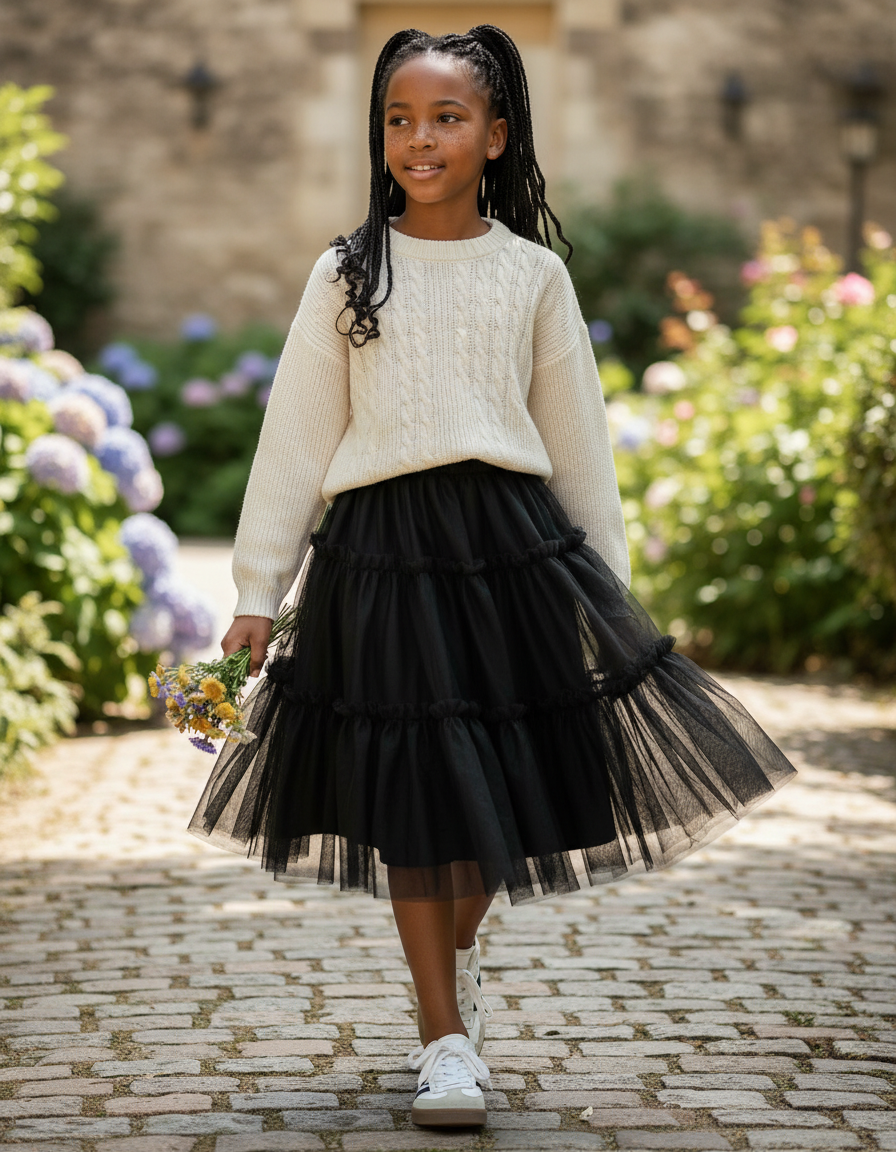 Jupe Longue Noire Tulle Volumineuse Chic