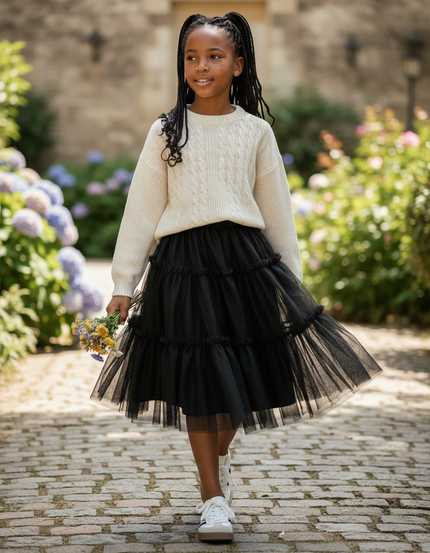 Jupe Longue Noire Tulle Volumineuse Chic