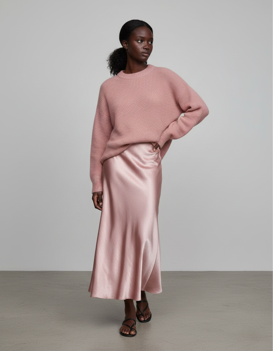 Jupe Longue Satinée Fluide Élégante