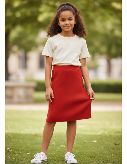 Jupe Longue Rouge Tricotée Décontractée