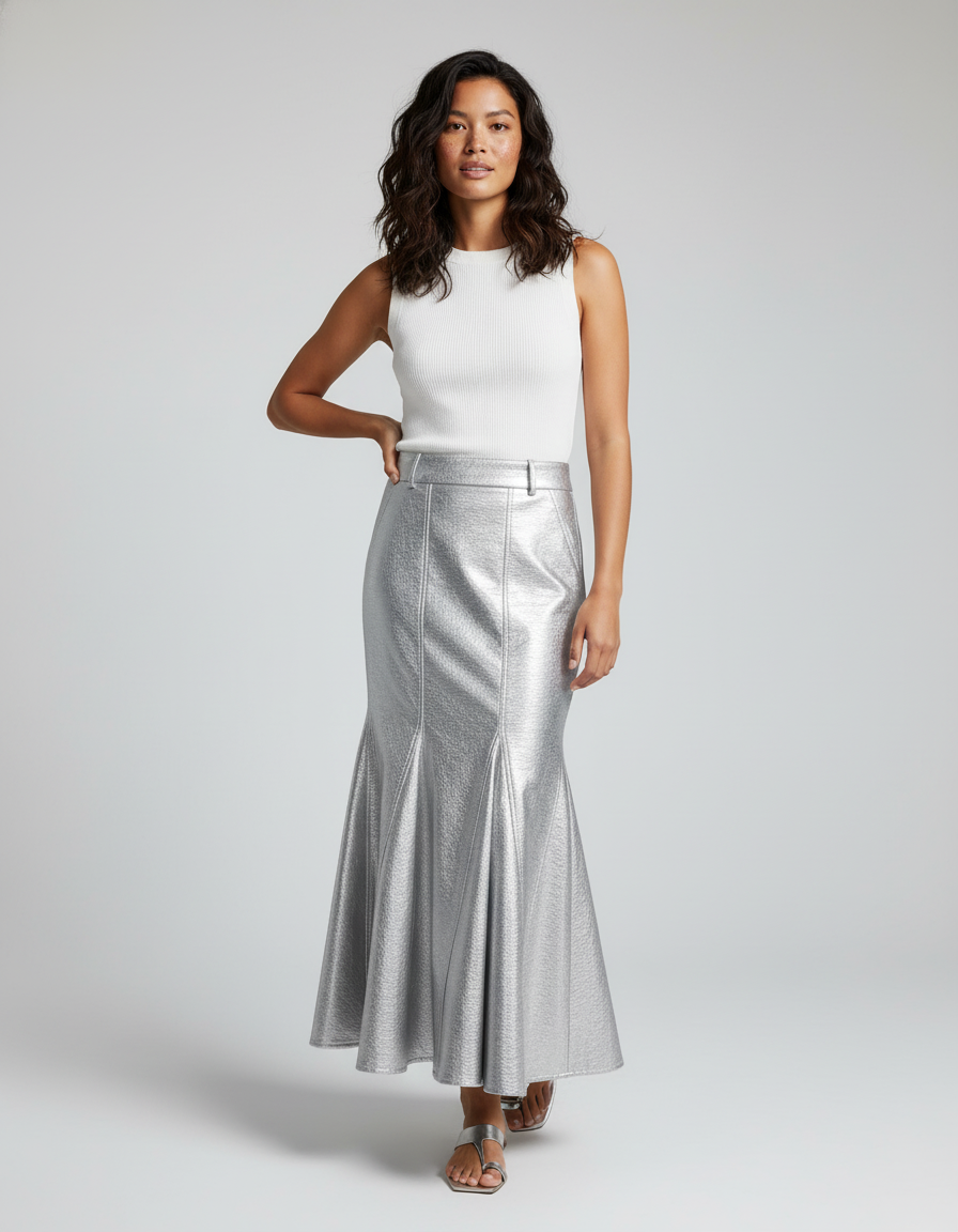 Jupe Métallisée Longue