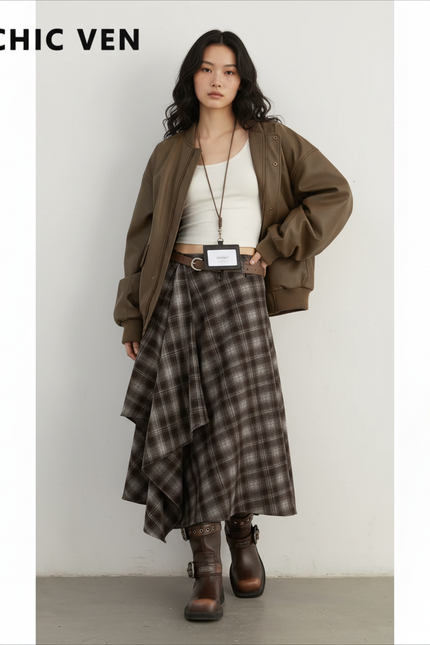 Jupe Longue Laine Carreaux