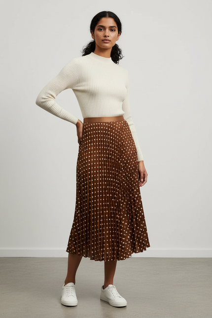 Jupe Longue Plissée À Pois Élégante