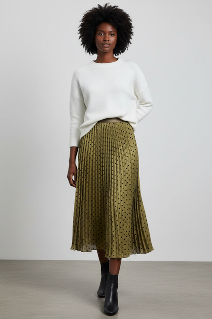 Jupe Longue Plissée À Pois Élégante Tenue