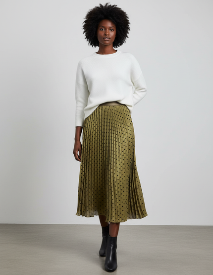 Jupe Longue Plissée À Pois Élégante Tenue