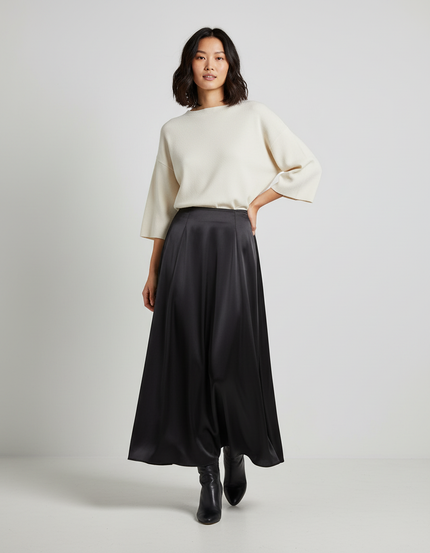 Jupe Longue Noire Fluide Élégante Chic