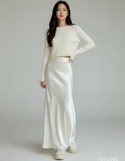 Jupe Longue Évasée Taille Haute