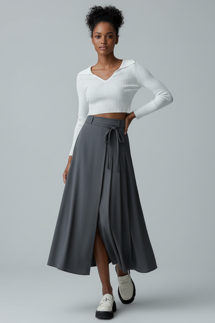 Jupe Longue Grise Fendue