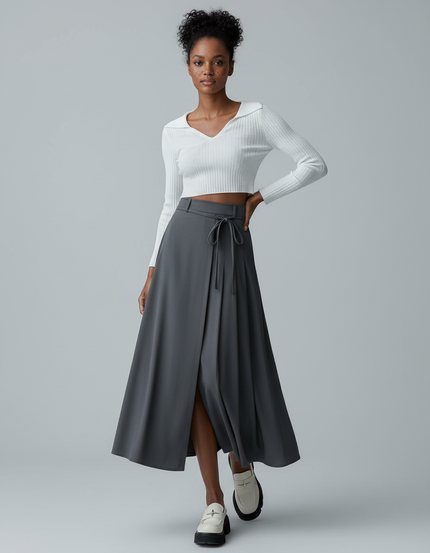 Jupe Longue Grise Fendue