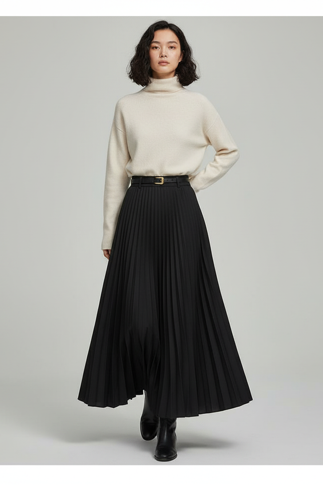 Jupe Plissée Femme Longue