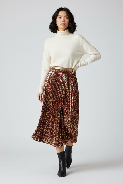 Jupe Longue Plissée Brillante