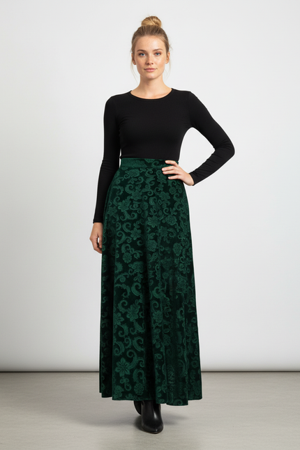 Jupe Longue Verte Fleurie