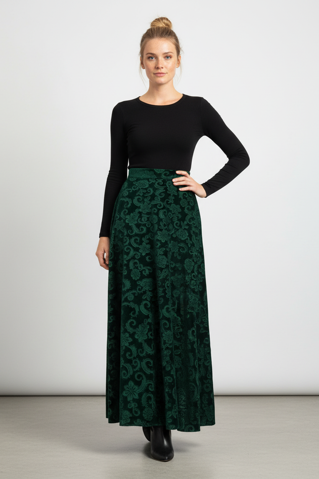 Jupe Longue Verte Fleurie