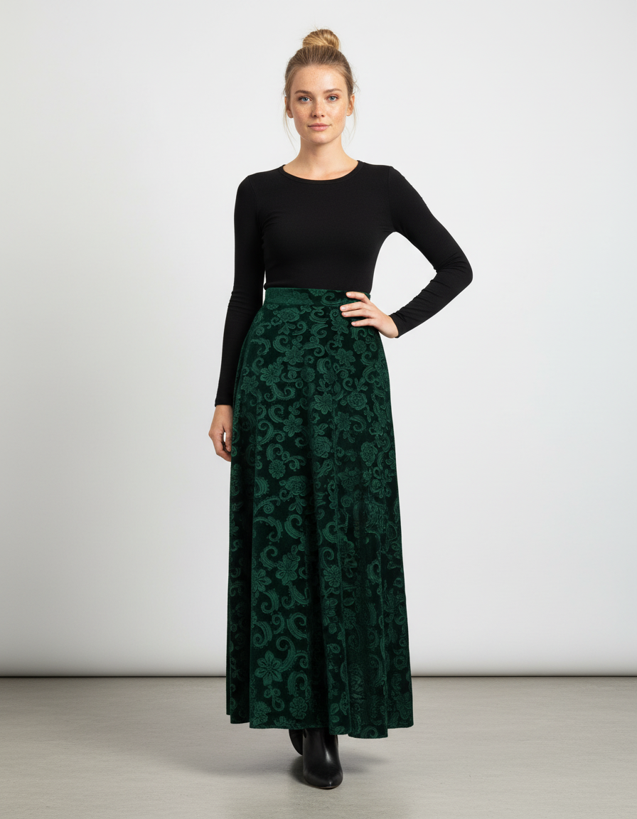 Jupe Longue Verte Fleurie