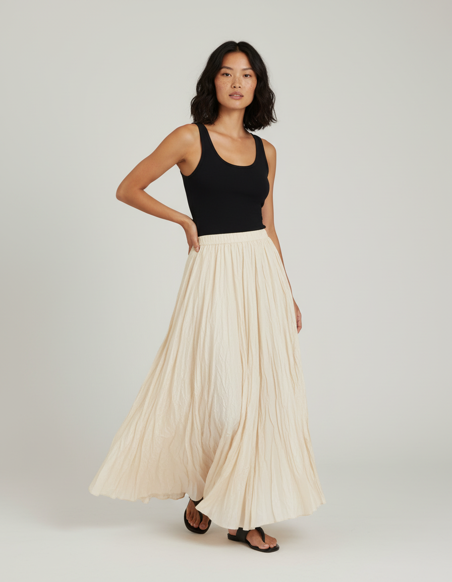 Jupe Plissée Longue Chic