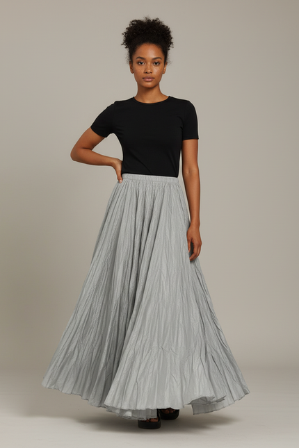 Jupe Longue Plissée Fluide