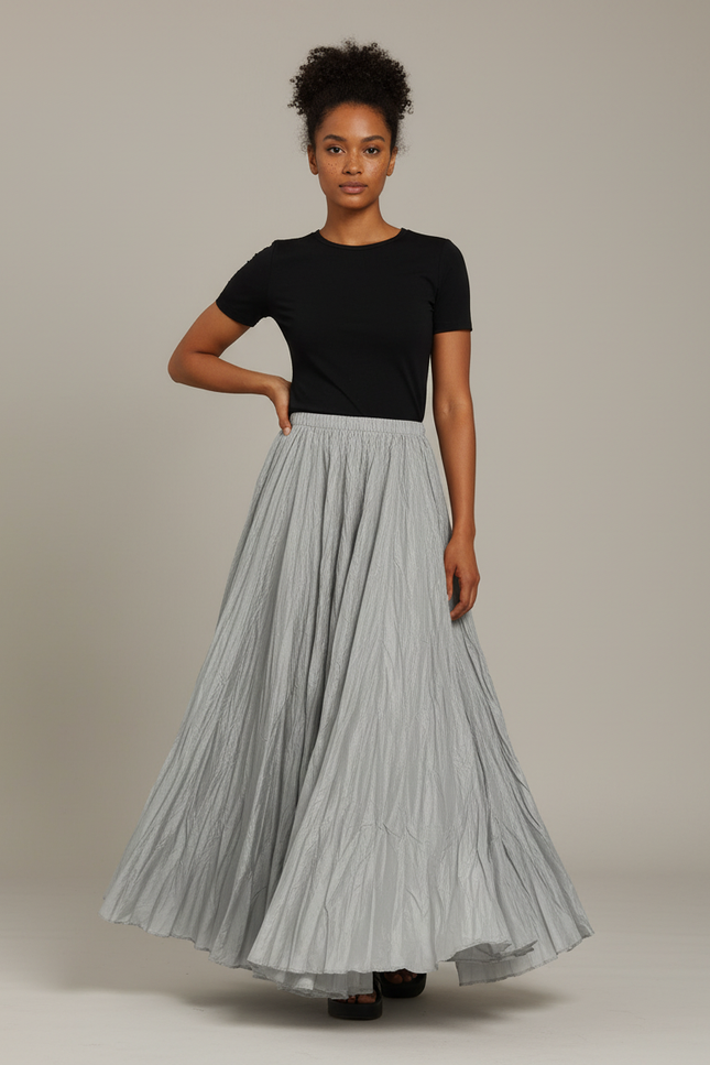 Jupe Longue Plissée Fluide