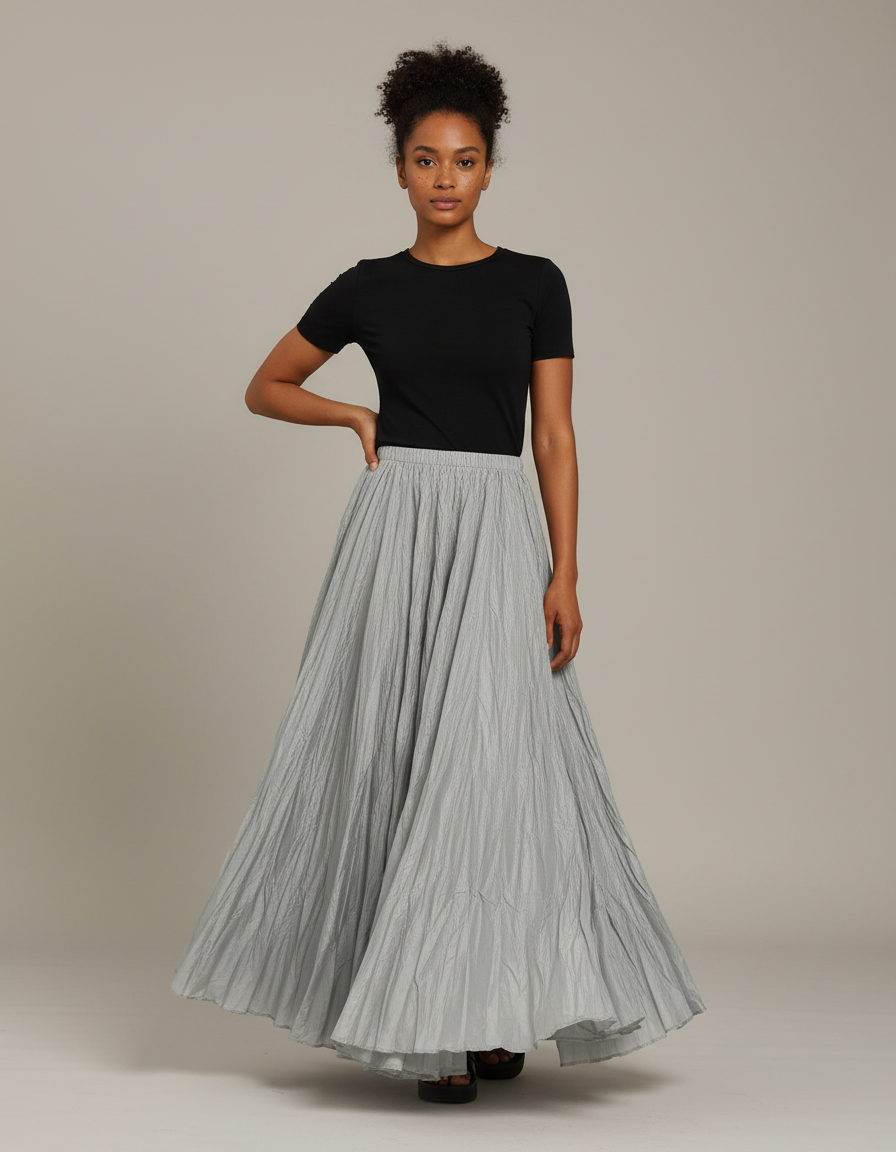 Jupe Longue Plissée Fluide