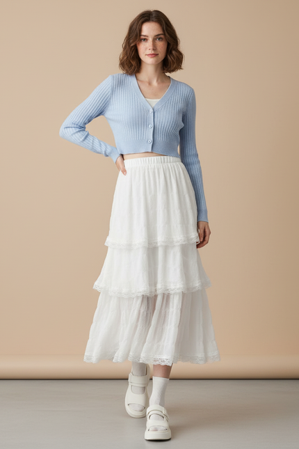 Jupe Longue Blanche Volants