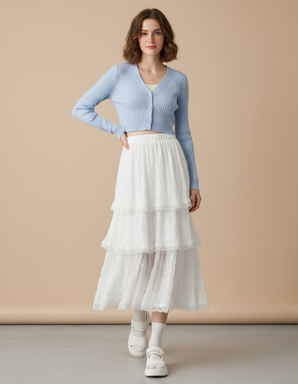 Jupe Longue Blanche Volants