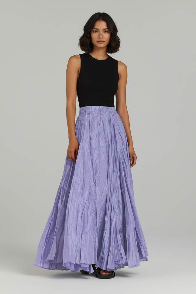 Jupe Longue Plissée Violette