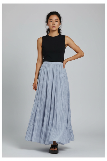 Jupe Longue Bleue Plissée Élégante